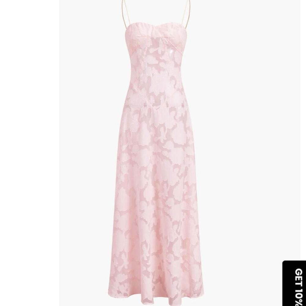 Pink Maxi Long dress Size Small See Through Mesh Whimsy Wedding Vacation Summer